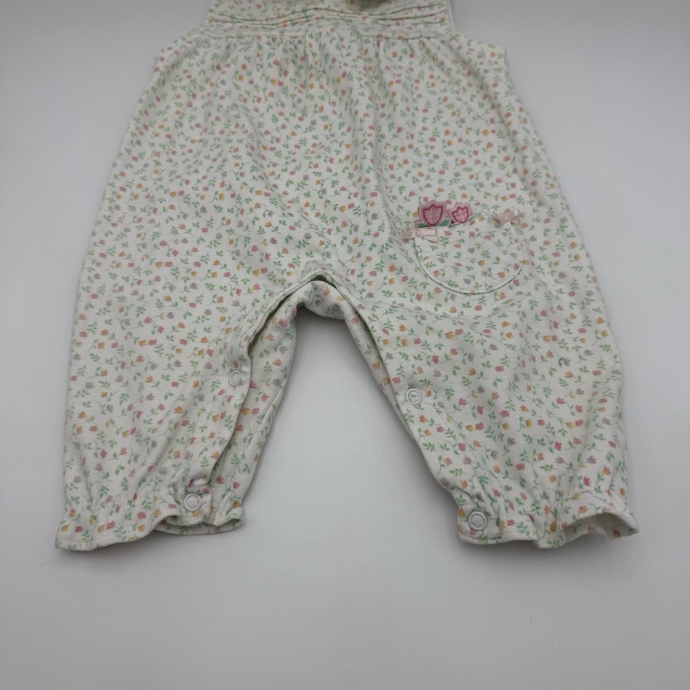 Vintage Honey Pot Baby Girls' Size 6 Months Bodysuit Easter‎ Overalls Tulips EUC - Picture 2 of 5